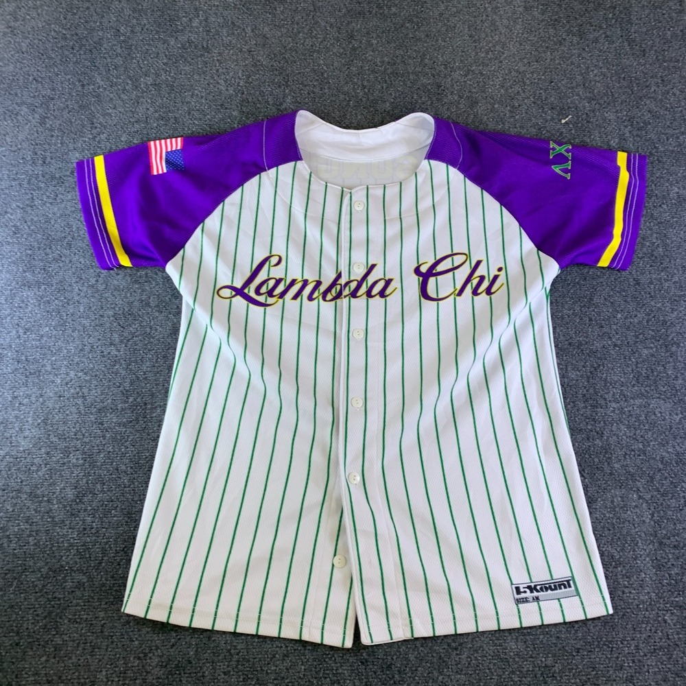 5Kount Lambda Chi Alpha Baseball Jersey Unisex Adult Medium Multi Good Striped